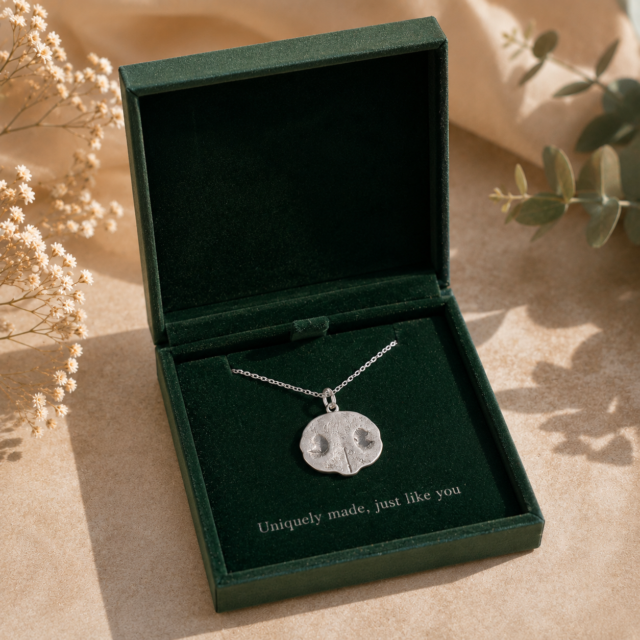 Sterling Silver Custom Dog Nose Necklace – Personalised Gold & Silver Design Pendant by Apsley and Heron