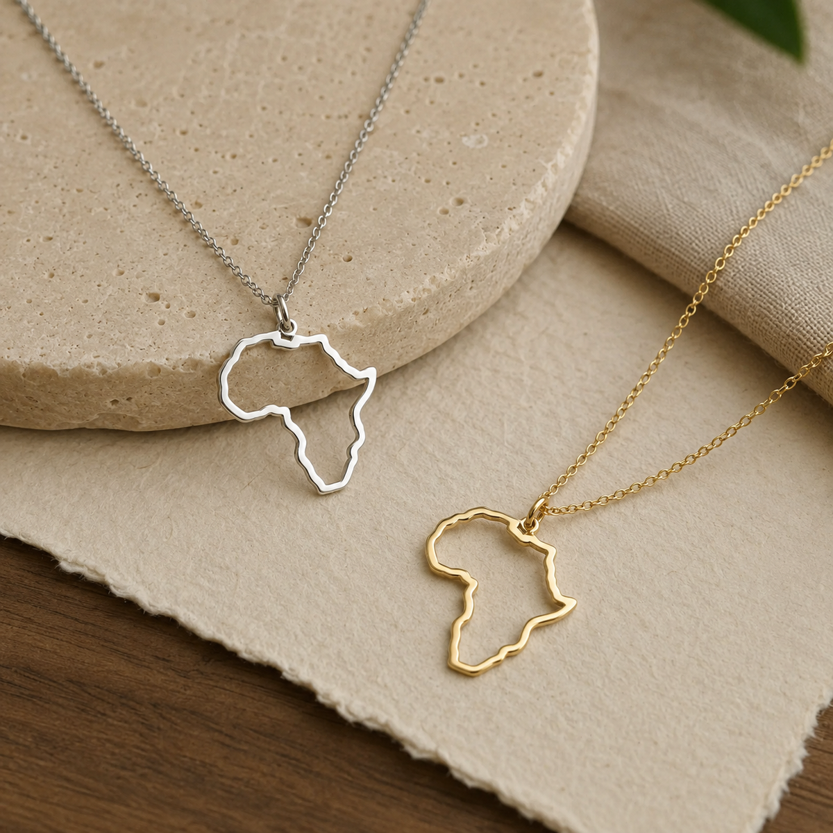 Africa Map Necklace – Sterling Silver Cut Out Pendant by Apsley and Heron