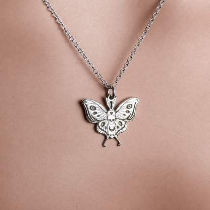 Skull Moth Necklace – Sterling Silver Death Moth Pendant by Apsley and Heron