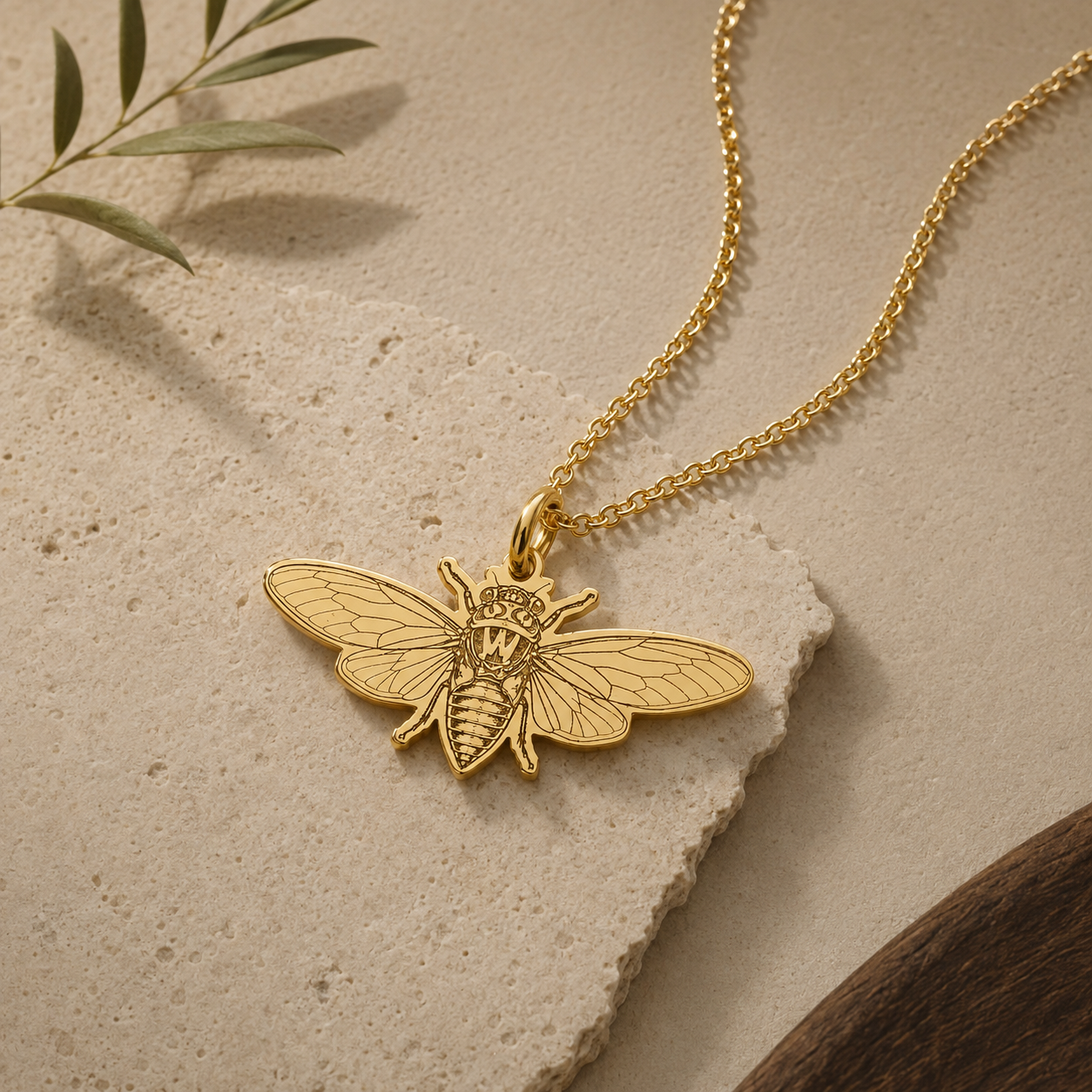 Open-Wing Cicada Necklace – Sterling Silver Insect Pendant