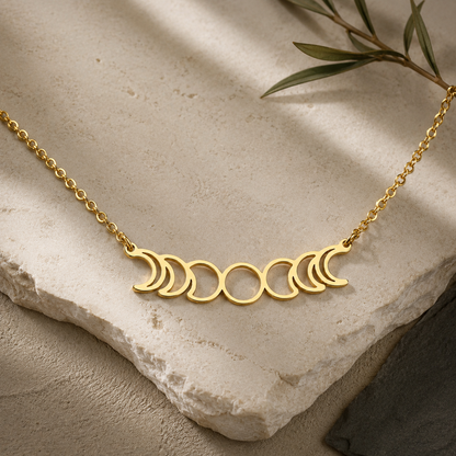 Moon Phase Necklace – Sterling Silver Lunar Cycle Necklace