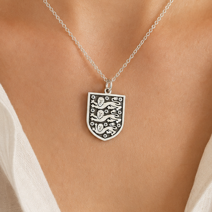 Three Lions Shield Necklace – Sterling Silver England Football Pendant