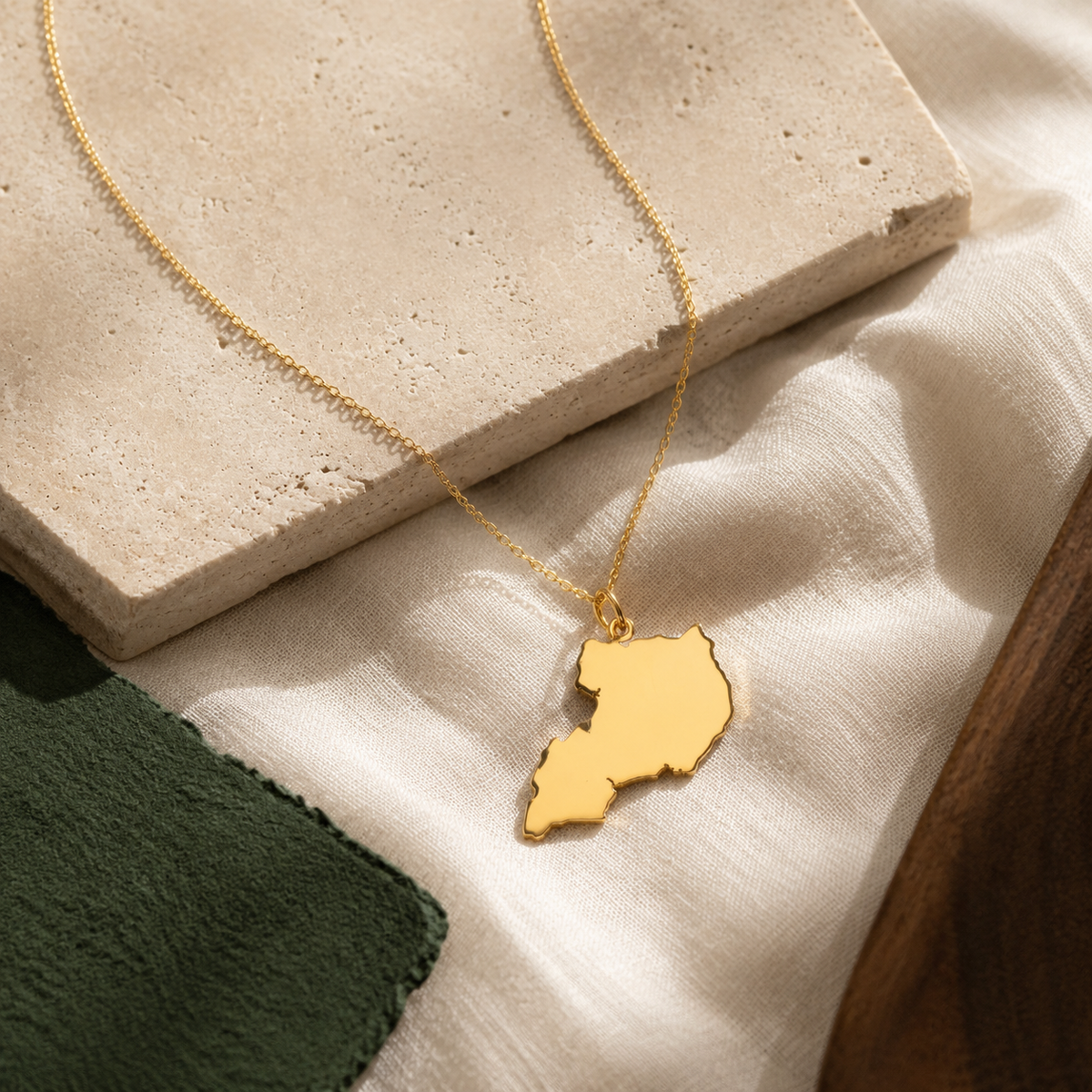 Uganda Map Necklace – Sterling Silver Ugandan Heritage Pendant by Apsley & Heron