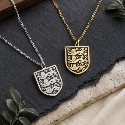 Three Lions Shield Necklace – Sterling Silver England Football Pendant