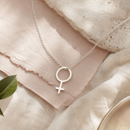 Venus Symbol Necklace – Sterling Silver Female Symbol Pendant
