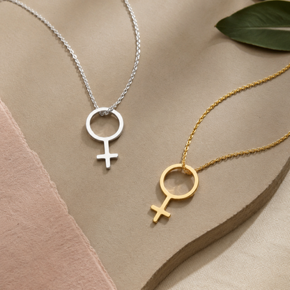 Venus Symbol Necklace – Sterling Silver Female Symbol Pendant