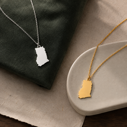 Ghana Map Necklace – Ghanaian Heritage Pendant by Apsley & Heron