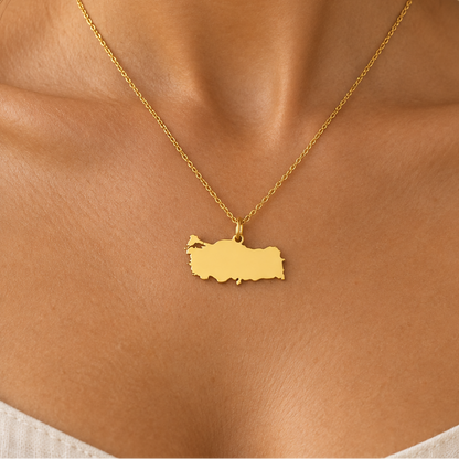 Turkey Map Necklace – Sterling Silver Turkey Pendant by Apsley & Heron