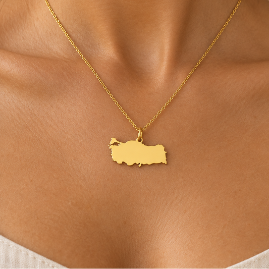 Turkey Map Necklace – Sterling Silver Turkey Pendant by Apsley & Heron