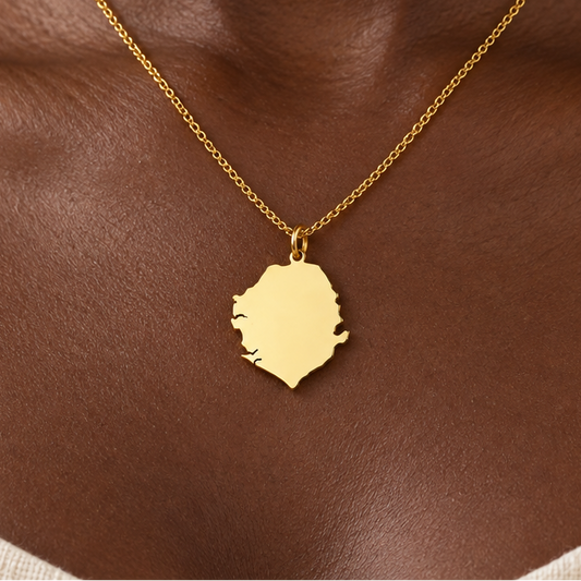 Sierra Leone Map Necklace – Sterling Silver Heritage Pendant by Apsley & Heron
