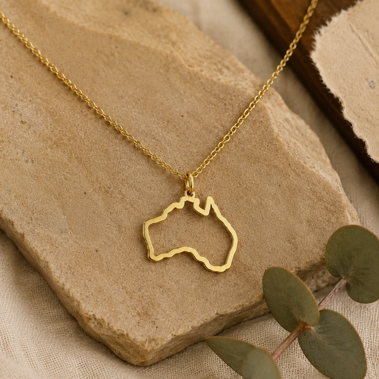 Australia Map Necklace – Sterling Silver Pendant by Apsley and Heron