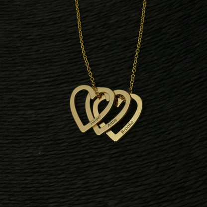 Family Heart Names Necklace with 18ct Gold Plating