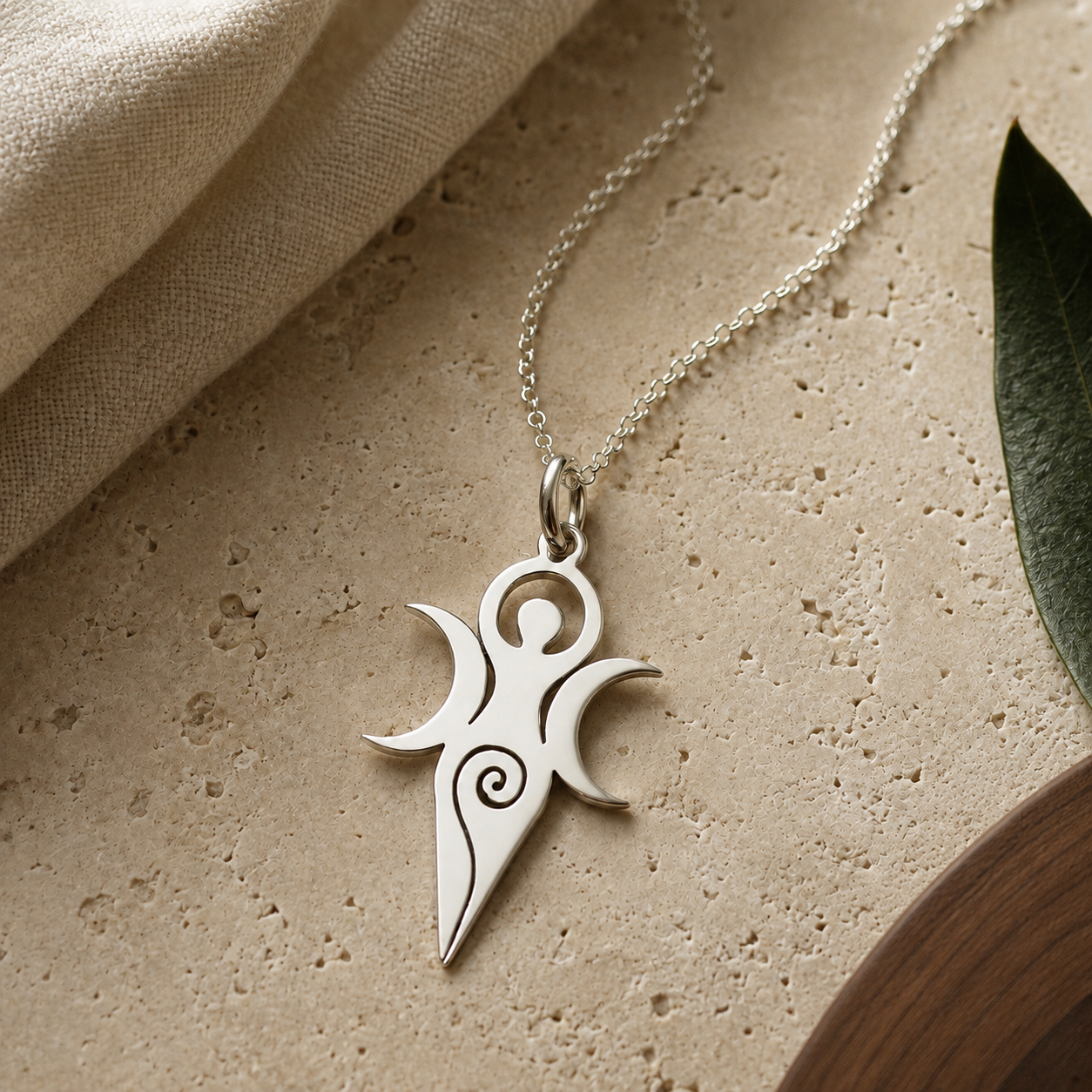 Gaia Necklace – Sterling Silver Goddess Pendant by Apsley and Heron