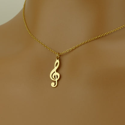 Treble Clef Music Note Necklace in Gift Box by Apsley & Heron