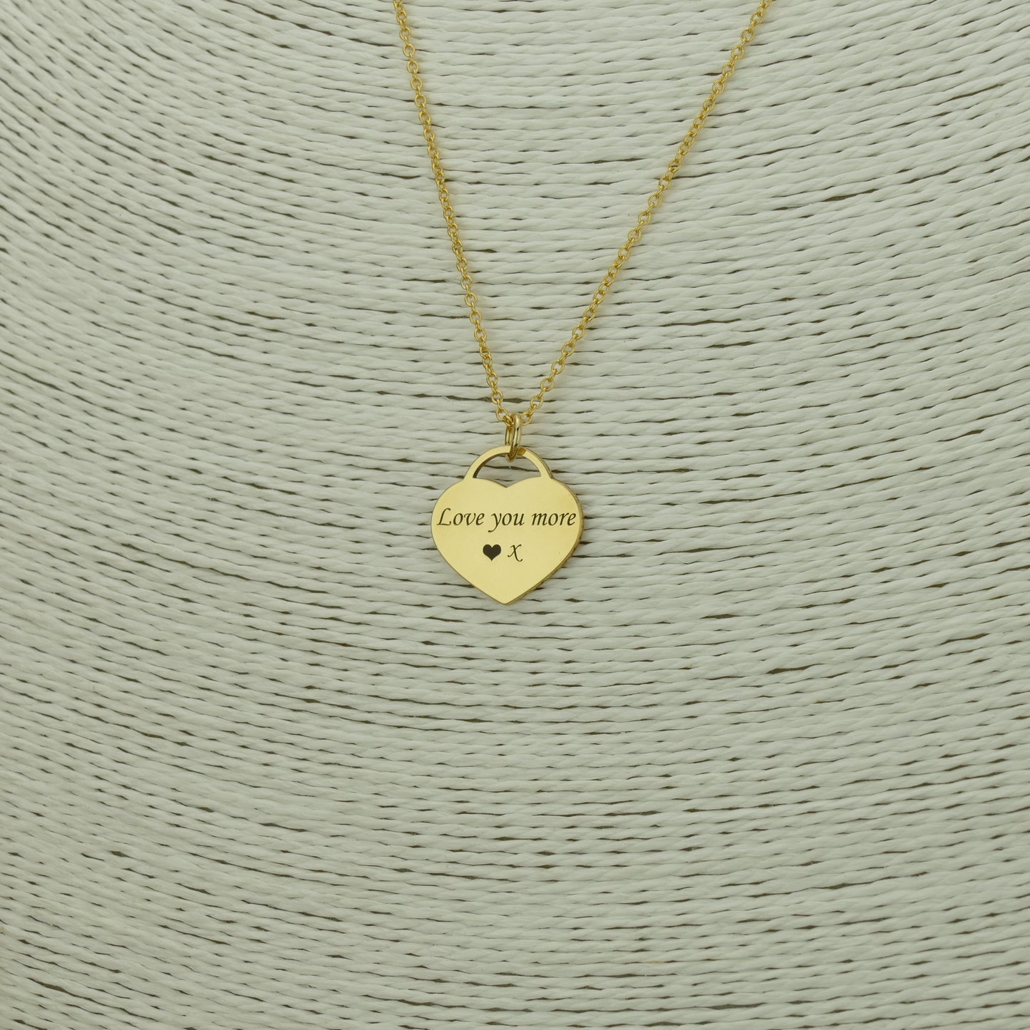 18ct Gold Engraved Heart Charm Necklace – Personalised Gift