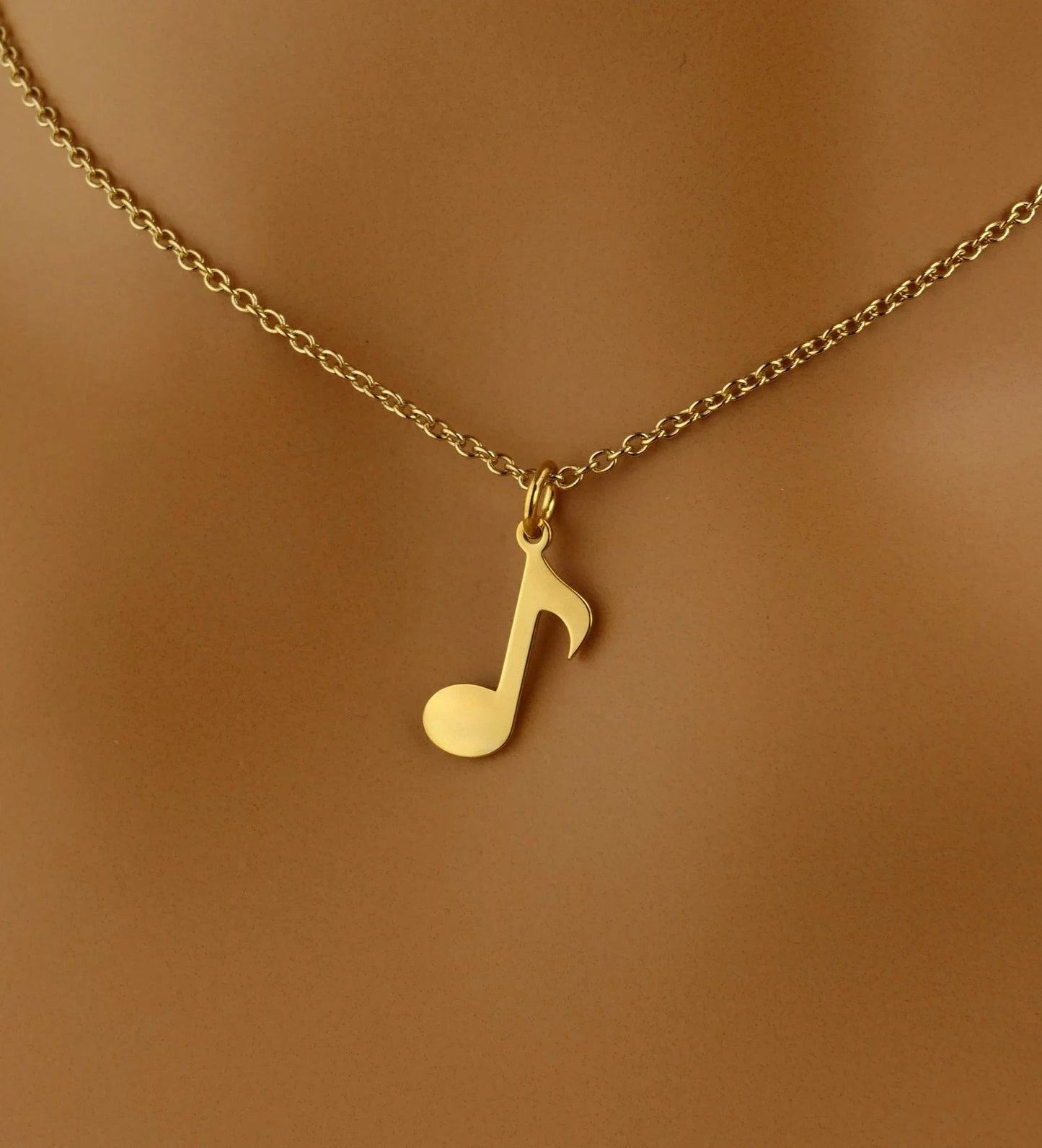 9ct Gold Quaver Music Note Pendant Necklace – Elegant Gift