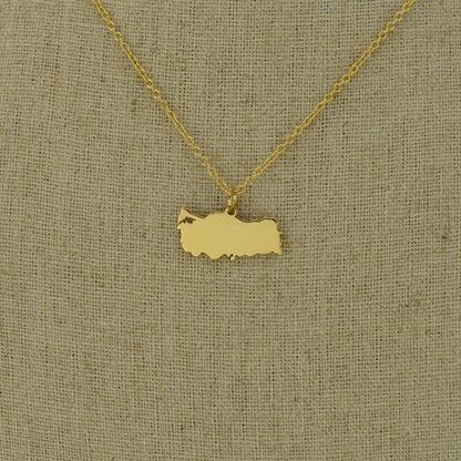 9ct Gold Turkey Map Pendant Necklace by Apsley & Heron