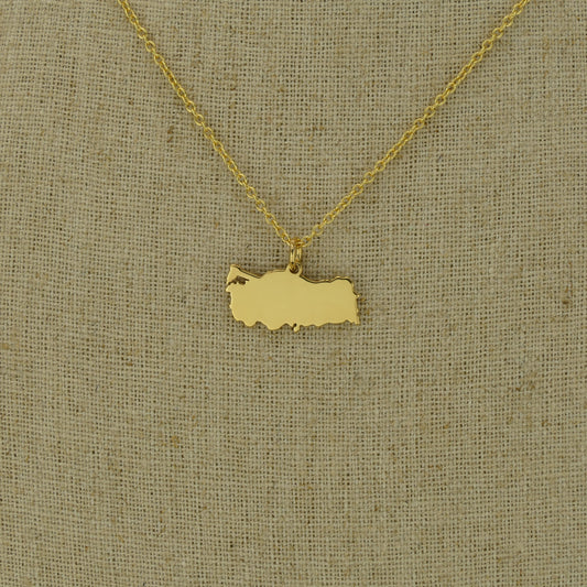 9ct Gold Turkey Map Pendant Necklace by Apsley & Heron