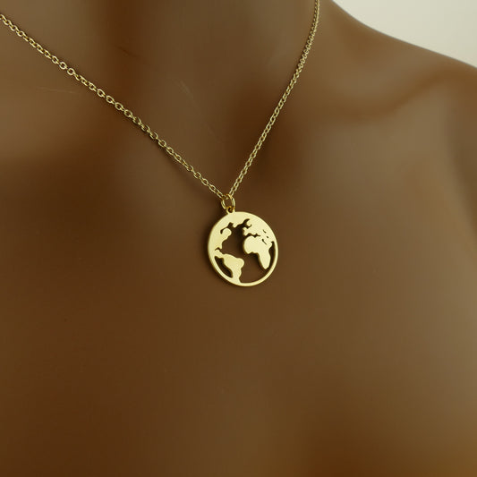 9ct Gold World Map Pendant Necklace by Apsley & Heron