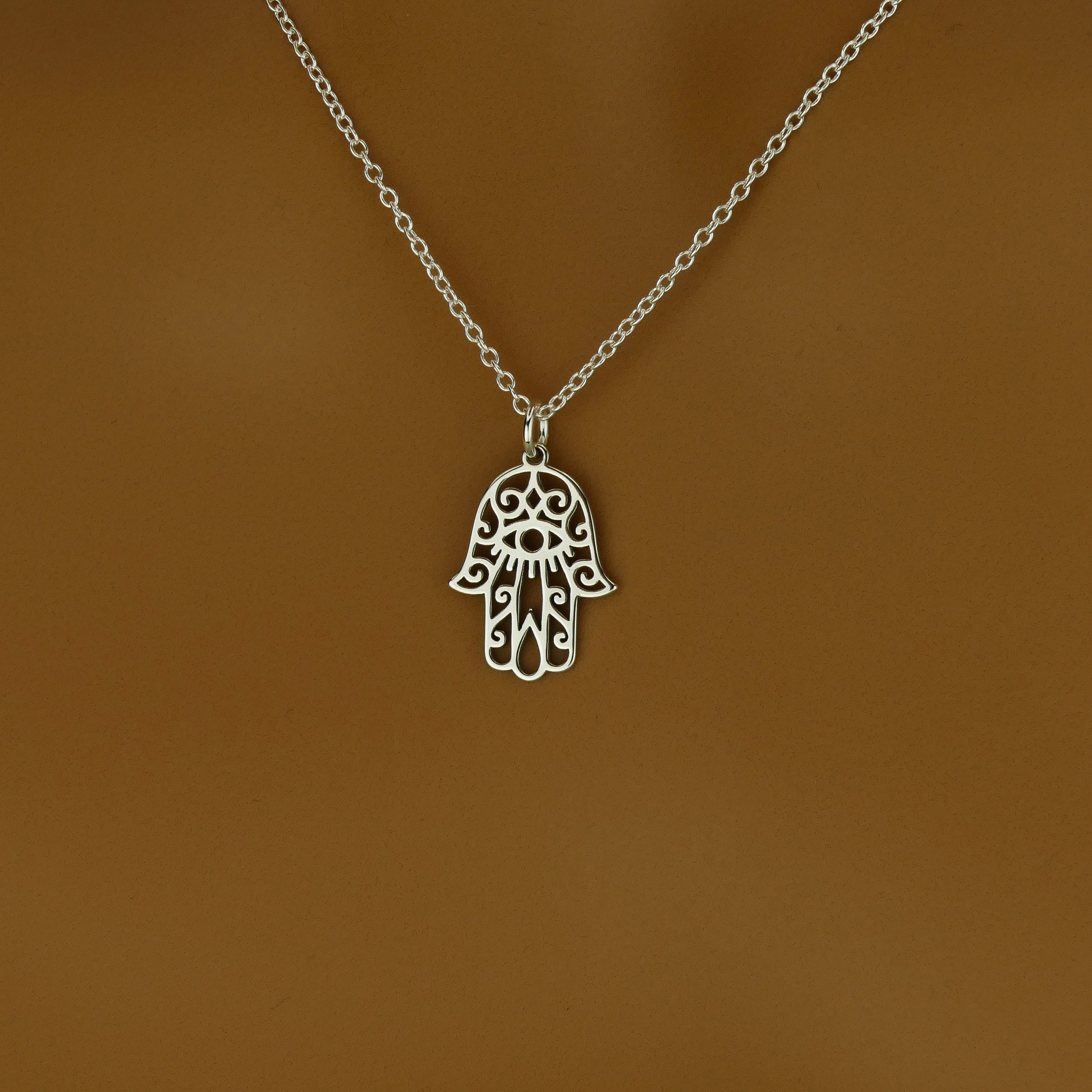 Hamsa Necklace Sterling Silver Protective Pendant by Apsley and Heron 14 Silver