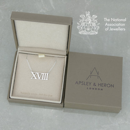 Handcrafted Personalised Roman Numeral Necklace from London Workshop