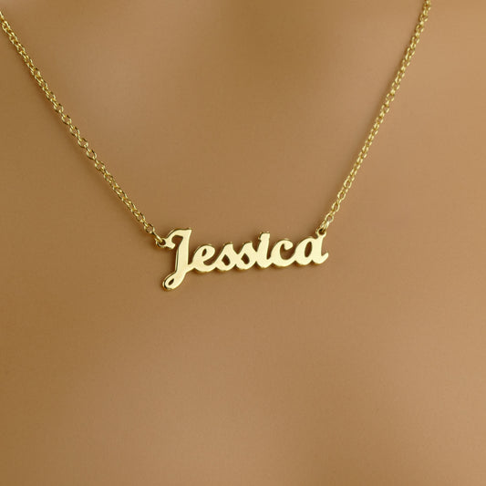 Handmade 9ct Gold Personalised Name Necklace by Apsley and Heron