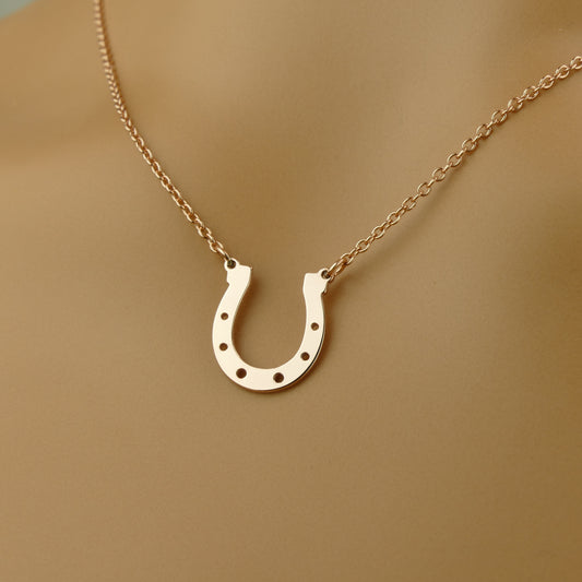 Handmade Horseshoe Necklace with 9ct Gold Finish by Apsley and Heron