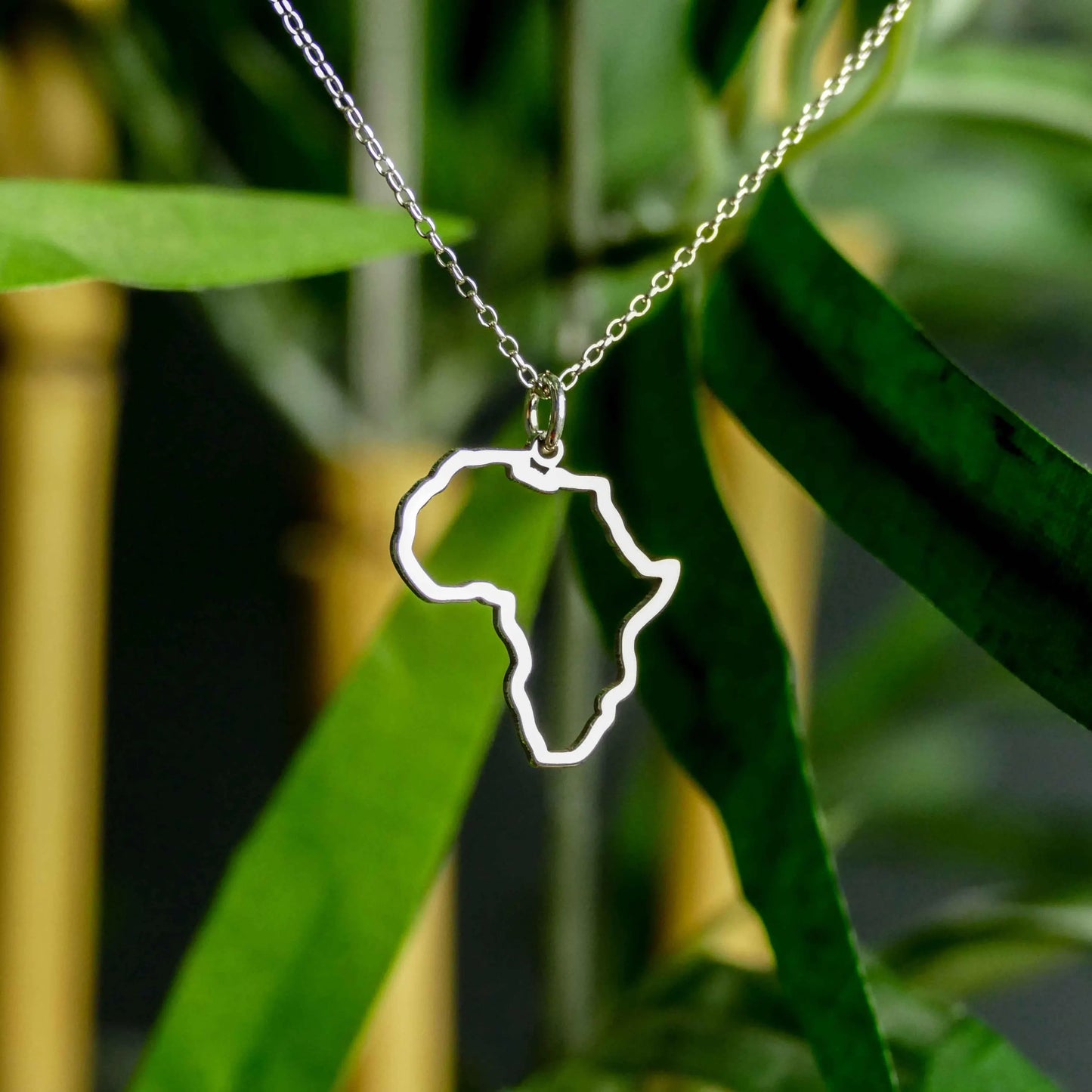 Africa Map Necklace – Sterling Silver Cut Out Pendant by Apsley and Heron