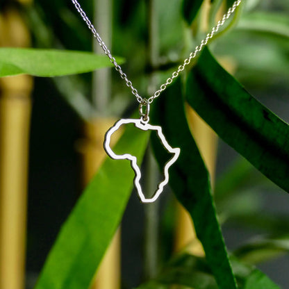 Africa Map Necklace – Sterling Silver Cut Out Pendant by Apsley and Heron