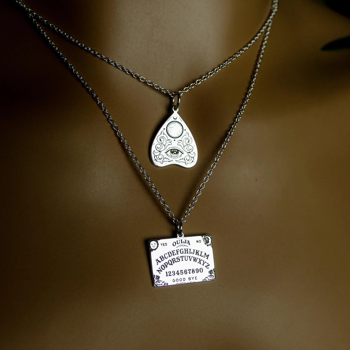 Spirit Board Necklace – Engraved Ouija-Style Pendant