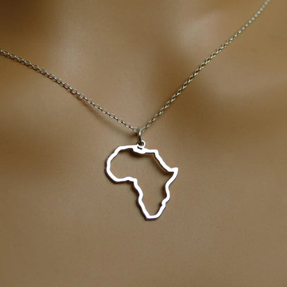 Africa Map Necklace – Sterling Silver Cut Out Pendant by Apsley and Heron