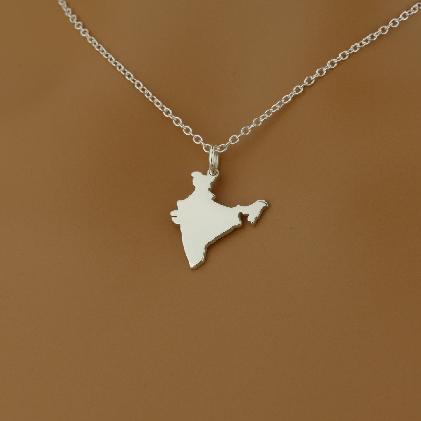 India Map Necklace in Sterling Silver by Apsley and Heron