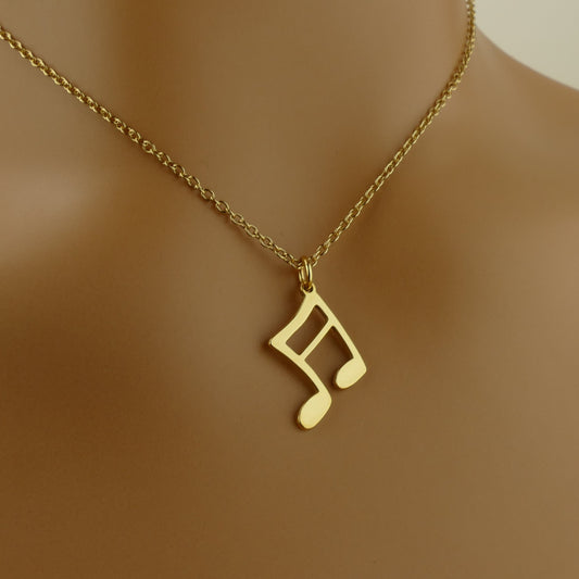 Music Note Necklace in Sterling Silver by Apsley and Heron