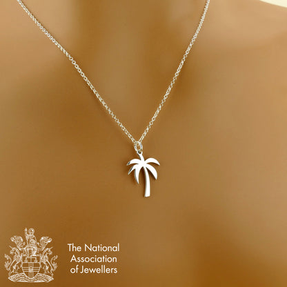 Palm Tree Necklace in Sterling Silver by Apsley and Heron