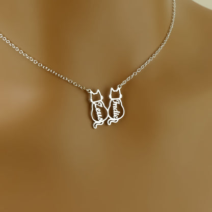 Personalised Cat Name Necklace in Sterling Silver by Apsley and Heron