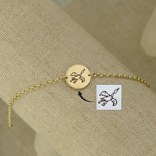 9ct Gold Personalised Drawing Bracelet by Apsley and Heron