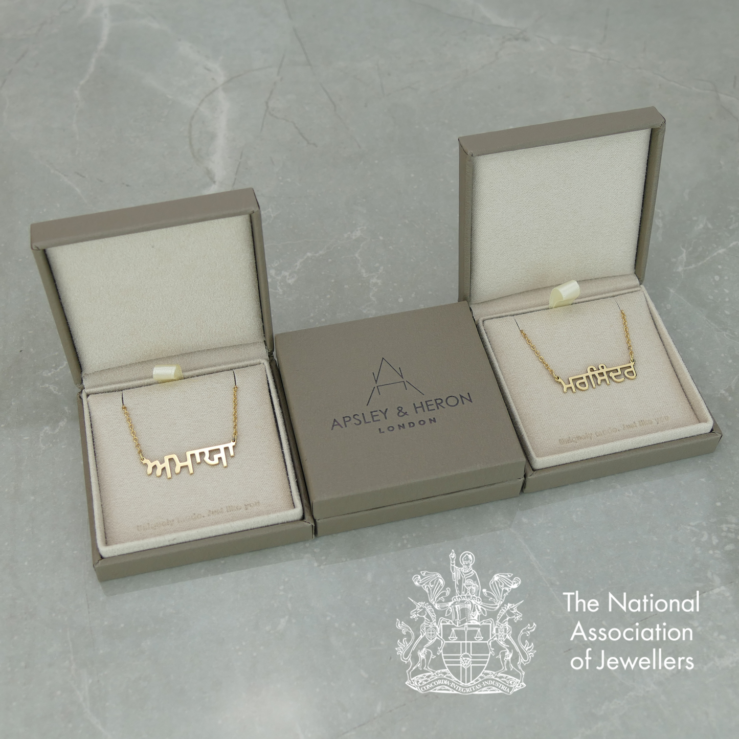 Punjabi Name Necklace in Apsley and Heron Gift Packaging