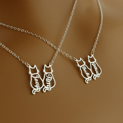 Cat Name Necklace Made from Recycled Sterling Silver