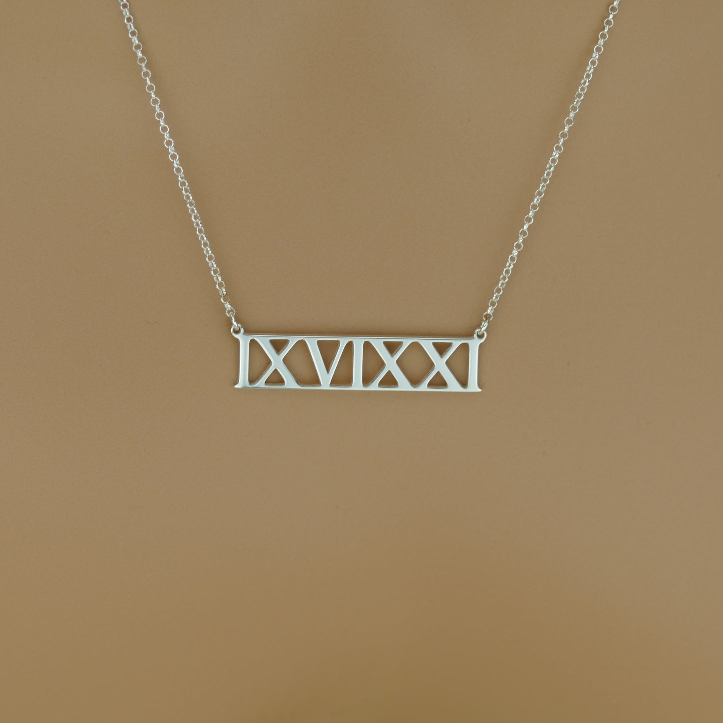 Personalised Roman Numeral Necklace in Sterling Silver by Apsley and Heron