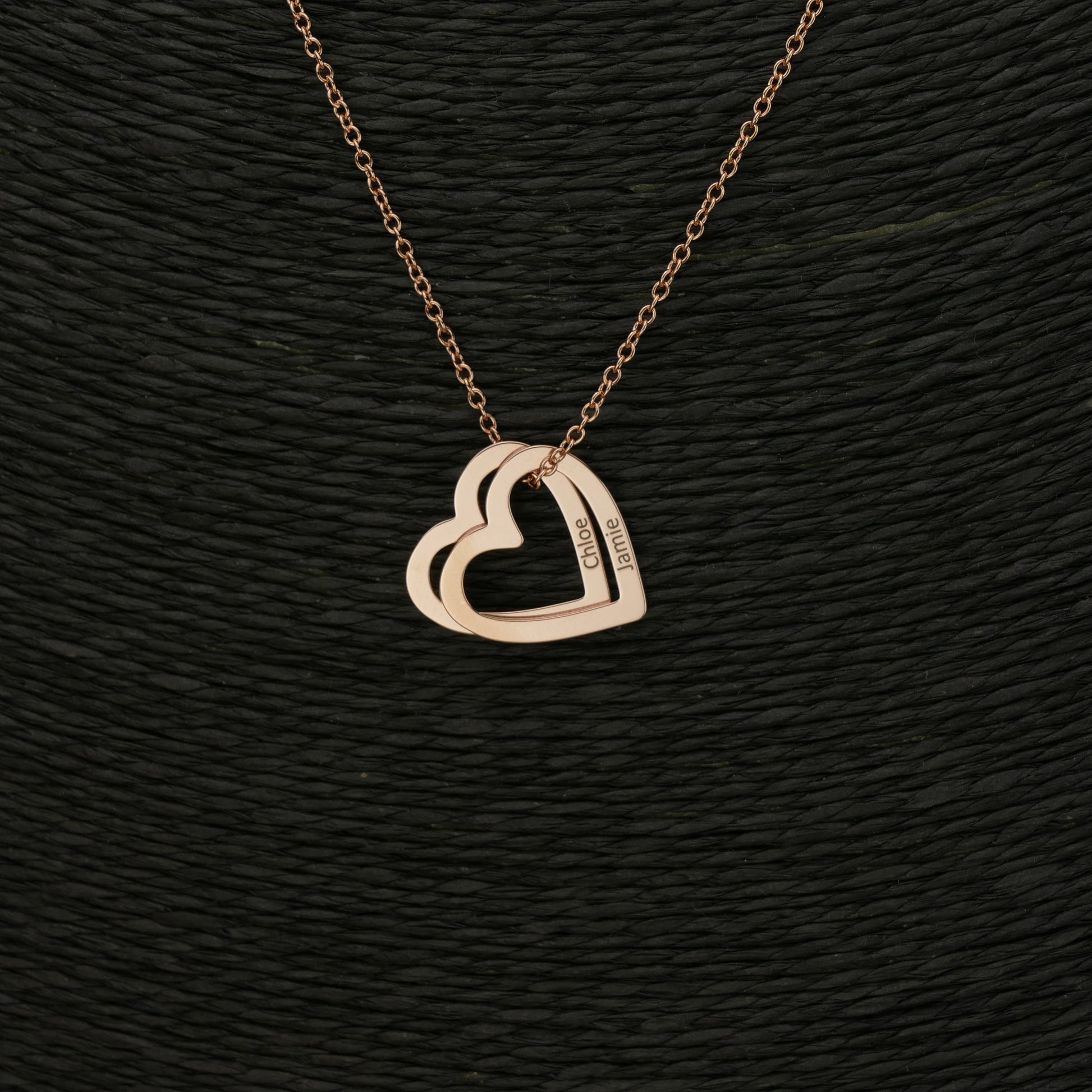 18ct Rose Gold Personalised Family Heart Names Necklace