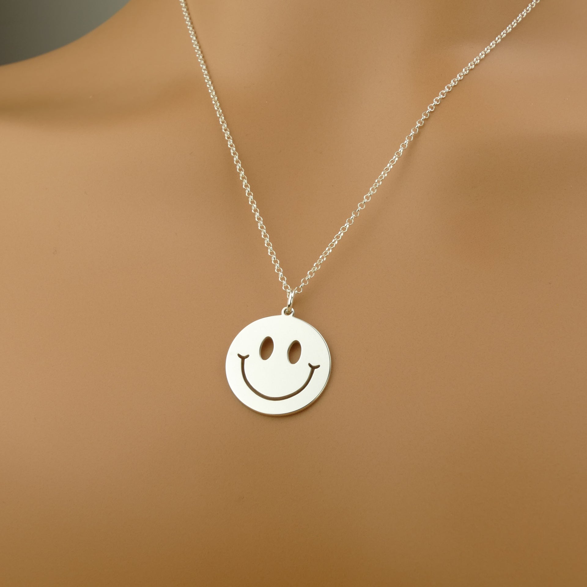 Smiley Face Necklace Handmade Sterling Silver Pendant – Apsley