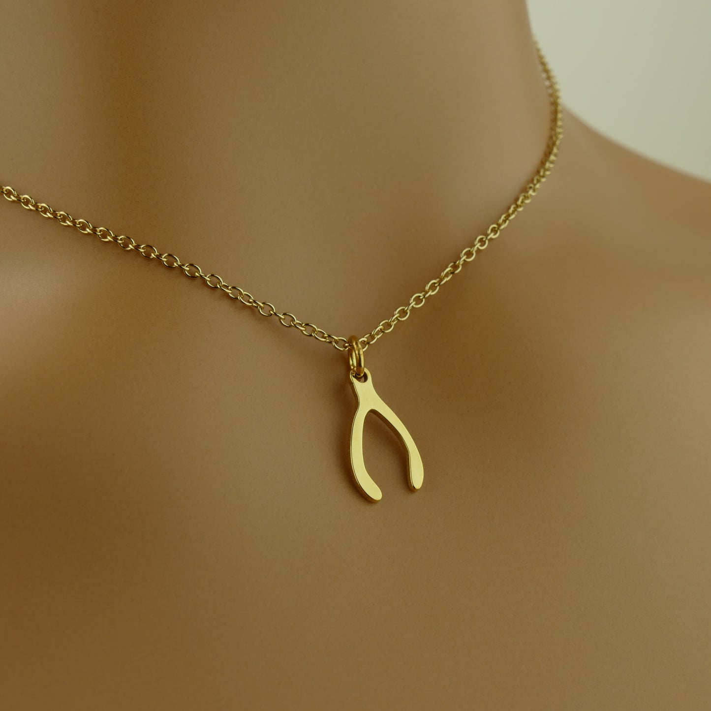 Wishbone Pendant Necklace with 18ct Gold Plating