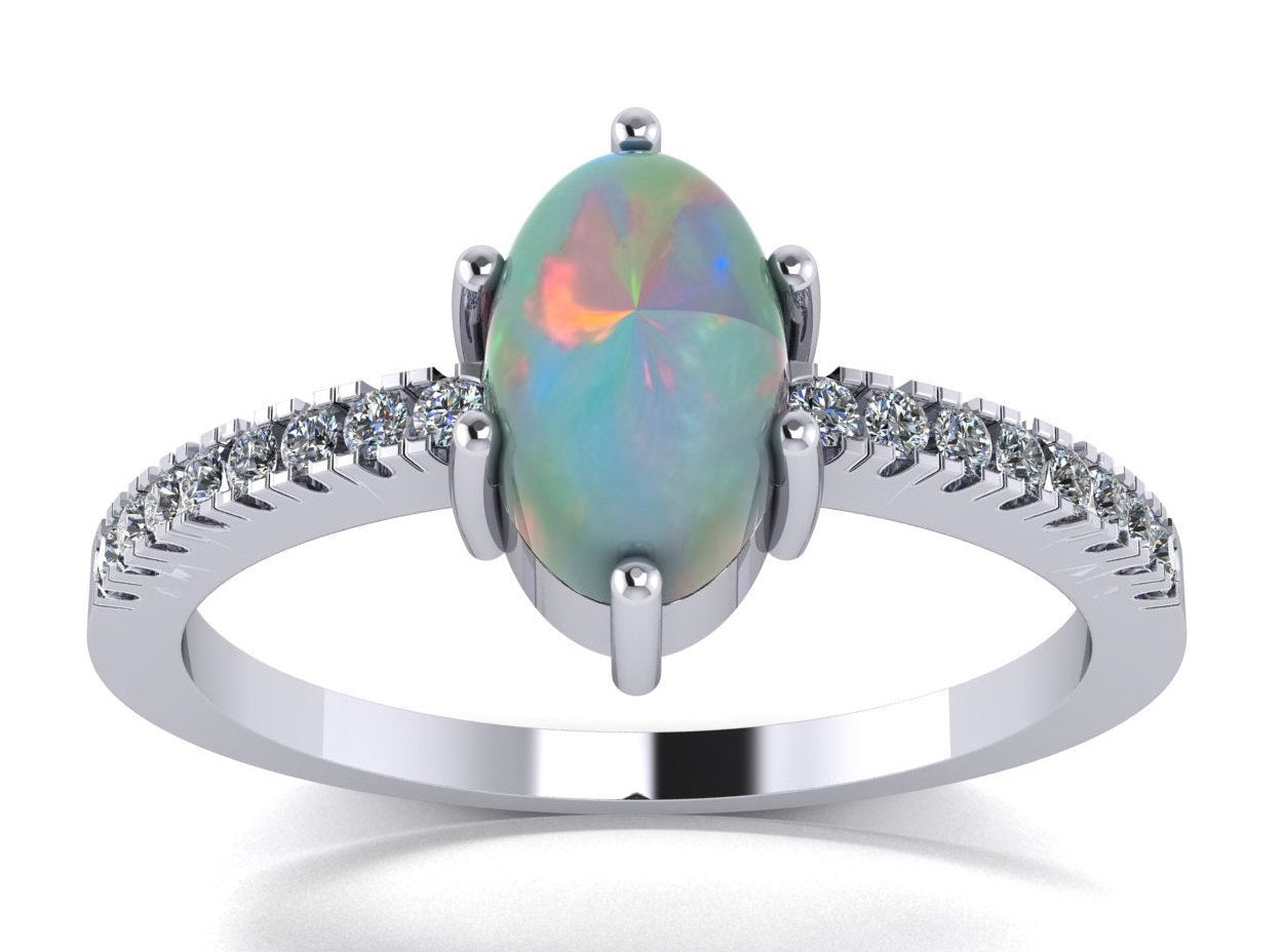 Silver Louise Opal Ring