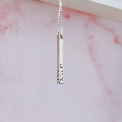 Engraved Silver Coordinate Necklace