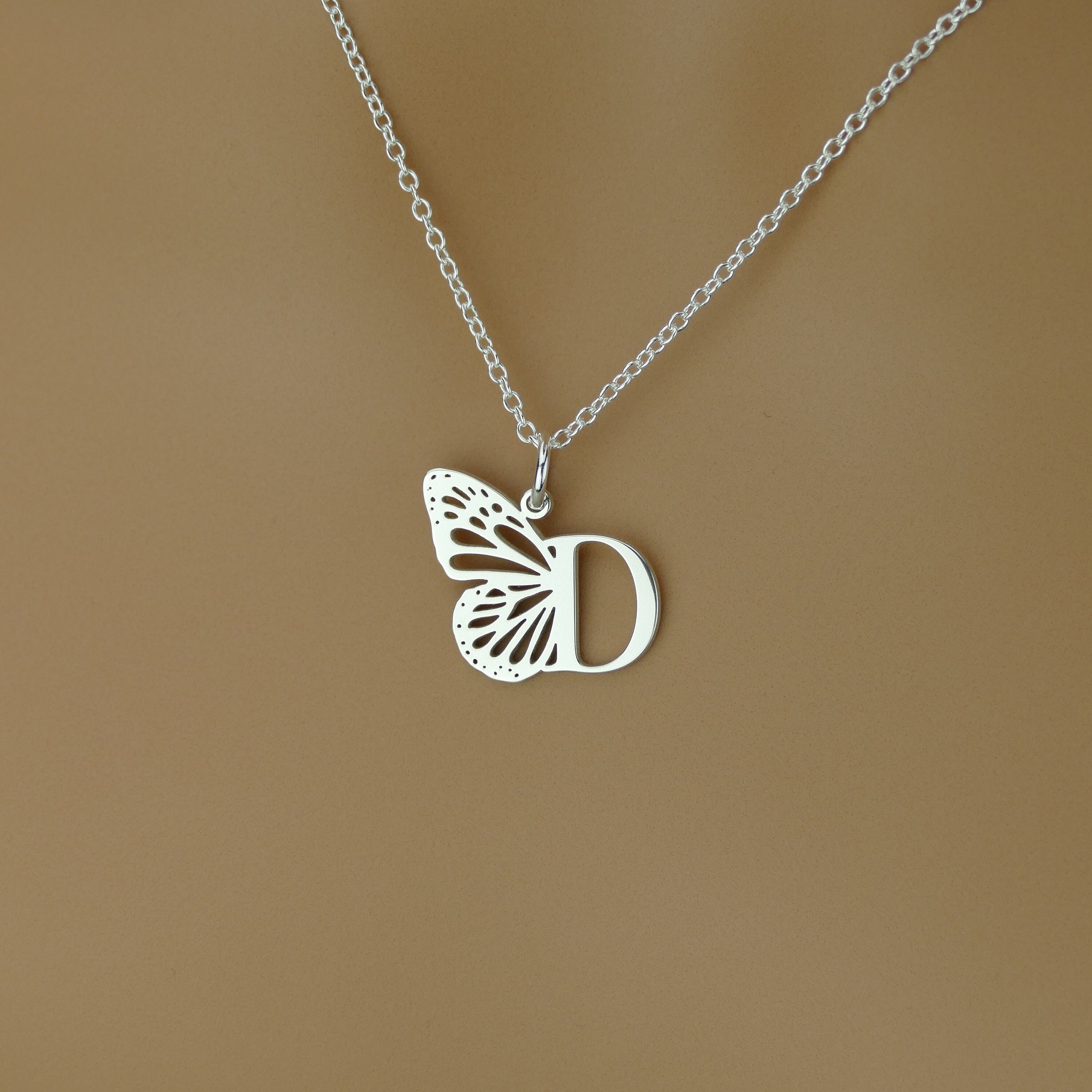 Dainty Butterfly Initial Necklace | Gogo Lush