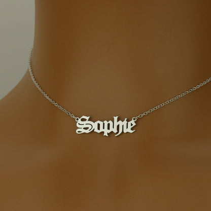 Old Gothic Name Necklace